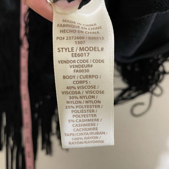 Ella Moss Vest Open Front Fringe Black Cowgirl Womens L Mob Wife Festival Indie - Picture 6 of 6